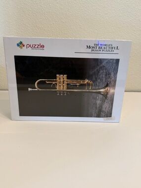 World’s most beautiful 1000-Piece Trumpet Jigsaw Puzzle with Gold Instrument Art